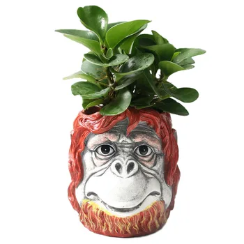

Miniature Model Monkey Sculpture Flower Pot Planter Container Fairy Garden Figurine Garden Planter Pot Desktop Home Decoration