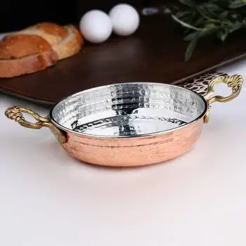 

Handcrafted Motif Engraved Copper Egg Omelette Cooking Pan Sauce Pan 20 CM Turkish Ottoman
