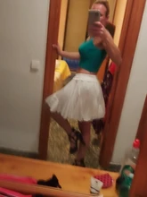 Surmiitro-Falda corta de gasa blanca y negra para mujer, Falda corta Coreana de cintura alta, plisada, Mini, estética, para verano, 2021