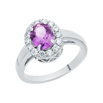 

Silver ring with cubic zirconia and alexandrite synthetic sunlight sample 925