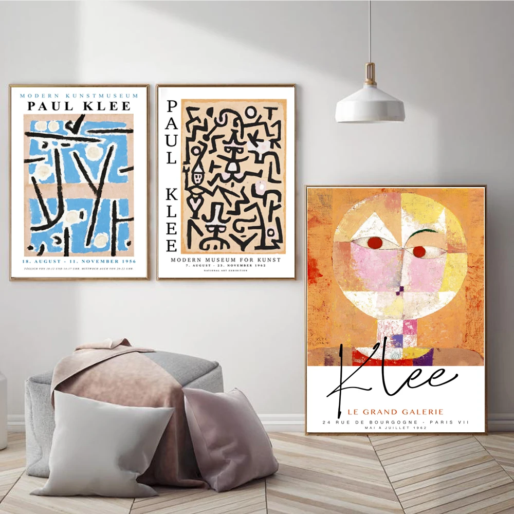 Nordic Abstract Line Figure Pictures Paul Klee Orange Art Posters Prints Canvas Wall Paintings For Liv