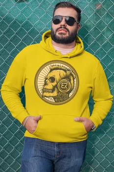 

Angemiel Wear Gold Plaque Skeleton Yellow Men 'S Hooded Sweatshirt