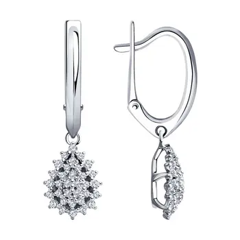 

Sokolov drop earrings with stones in white gold with diamonds, fashion jewelry, 585, women's male, long earrings