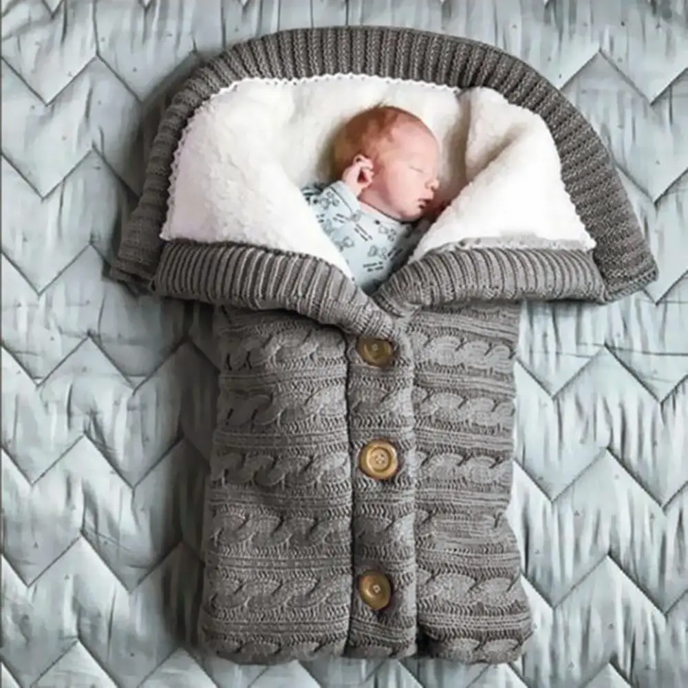 Зима-осень, теплый спальный мешок для новорожденных вязаный, мягкие детские предметы для новорожденных, одеяло для сна, Флисовое одеяло