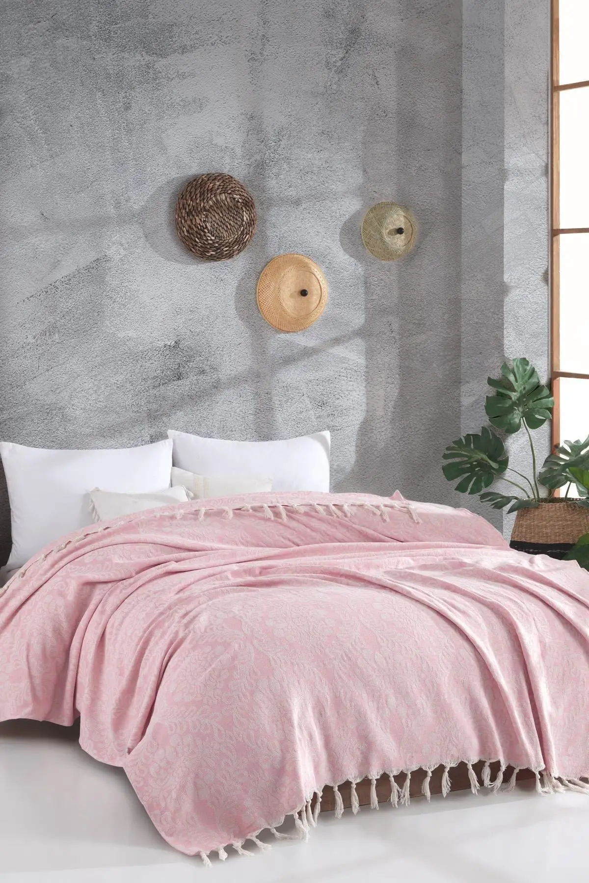 

Turkish Quality 200x230Cm Jacquard Double Bed Linen 100% Cotton Cover Jacquard Mesh Woven Bedspread Soft