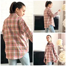 KarSaNy Boyfriend Oversized Shirt Plaid For Women Blouses And Tops Spring Loose Plaid