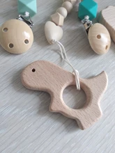 Mordedor de madera orgánico para bebé, mordedor en forma de Animal Natural, juguete de dentición, cuentas de silicona, regalo para bebé recién nacido, 2 uds.