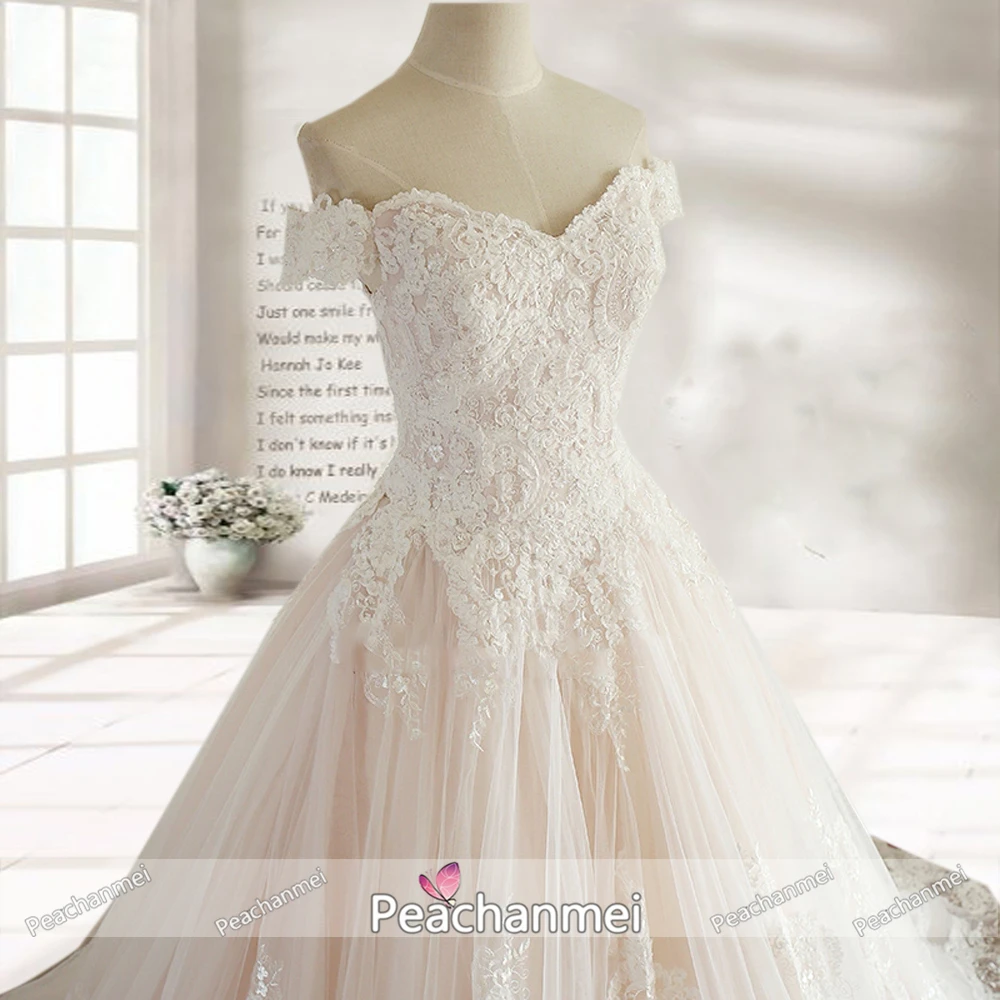 New Arrival Wedding Dress Lace Appliques Vestido De Noiva Off the Shoulder Bridal Gown for Women 2020 Real Photo