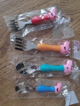 Peppa Pig-cubiertos de acero inoxidable para niños, modelos de figuras de la familia George Pig, vajilla, regalo de cumpleaños