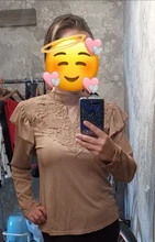 Shirts Simplee Ruffle Khaki Top Knitted-Top Flower Long-Sleeve Winter Fashion New Solid