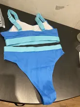 Bandeau Swimwear Swimsuits Splicing INGAGA High-Waist Sports Women Biquini Ribbed New