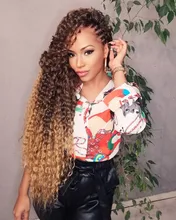 Meepo-mechones de cabello sintético Afro rizado, extensiones de cabello de 32 pulgadas con rizos súper largos, pelo de color marrón, Rubio, degradado