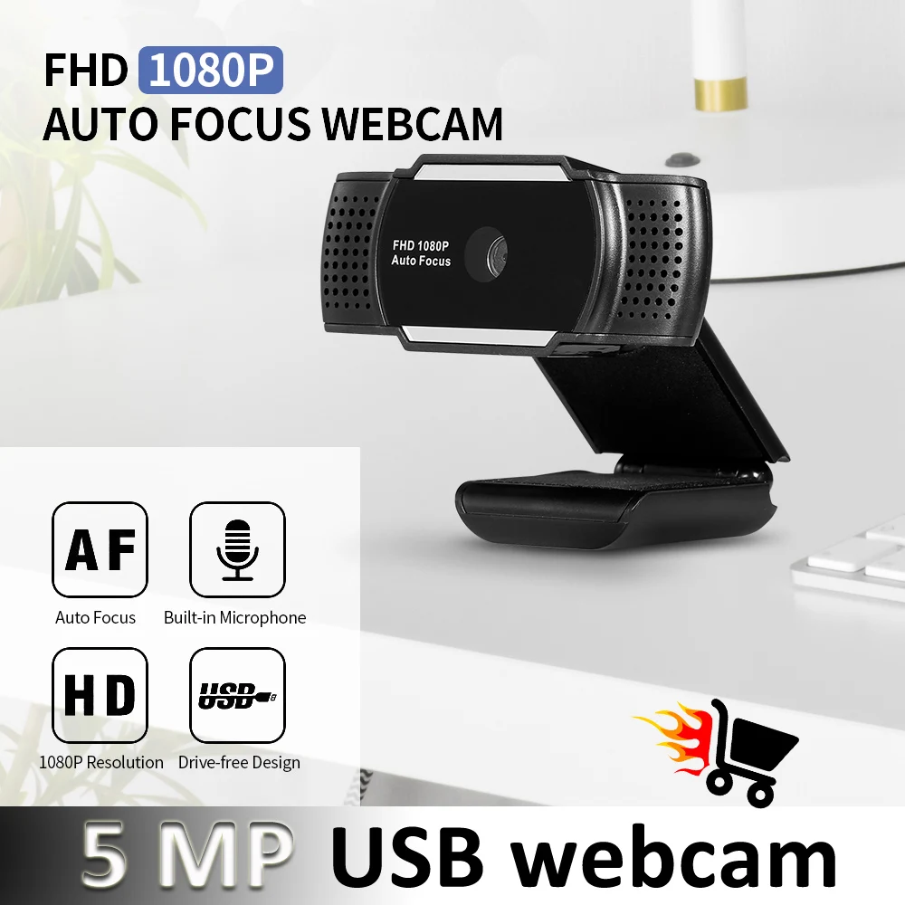 Веб камера 1080P 4K с веб камерой USB 5MP Автофокус Камера встроенный звукопоглощающий