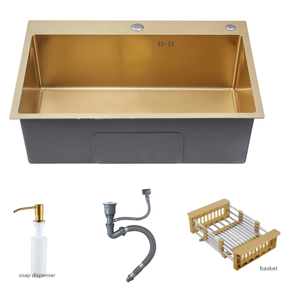 Gold-Brushed-Kitchen-Sink-Double-Bowl-Stainless-Steel-Above-Counter-Sink-Drain-Hair-Catcher-Kitchen-Bowl_副本