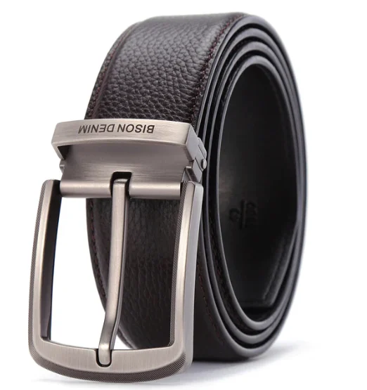 Мужской ремень из натуральной кожи Bison Denim N71315 - Цвет: Coffee