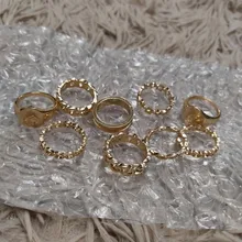 DIEZI-Conjunto de anillos para articulaciones estilo Hip Hop para mujeres y niñas, sortijas bohemias, Color dorado, Estilo Vintage