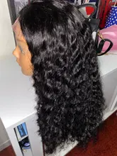 Pelucas de encaje Frontal de onda de encaje profundo para mujer, pelucas de cabello humano peruano con cierre de encaje 4x4, rizado profundo, prearrancado