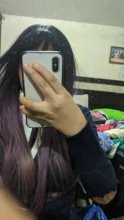 Hair-Wigs Bangs EASIHAIR Black Purple Long Heat-Resistant Straight Ombre To with Synthetic