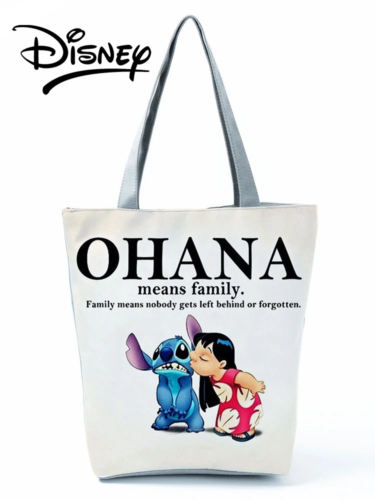 Disney Lilo Stitch Handbags High Capacity Tote Girl Cartoon Shoulder Bag Women Reusable Shoppaing Bag Outdoor Travel Beach Bag designer crossbody bags