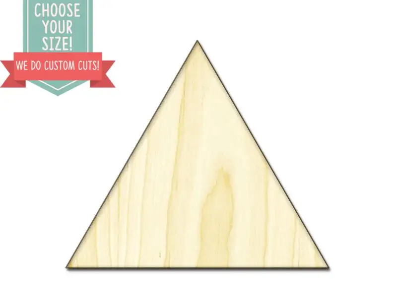 Triangle Wood Cut Out- Custom Choose Your Size- Laser Cut Wooden Art Craft Supplies Wall Hanging Decor Wedding Nursery DCS0044