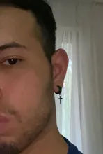 Los hombres de armas pendientes de Clip pendientes largos aretes pendientes moda Hiphop estilo Rock hipoalergénico en forma de cruz de acero de titanio Clip de oreja aretes Accesorios