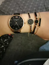 Reloj de pulsera analógico de cuarzo para Mujer, cronógrafo con correa de cuero de lujo, color negro, 5 uds.