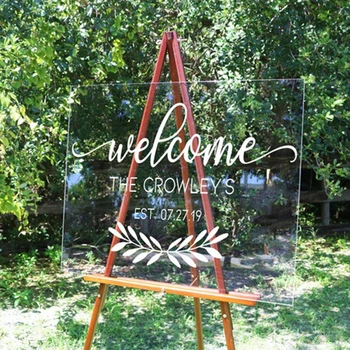 

Clear Acrylic Wreath Wedding Welcome Board,Personalized Sign acrylic Wedding Sign, Wedding Name Sign, Wedding Date Sign