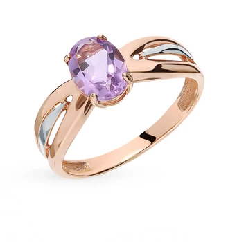 

Gold ring with amethyst sunlight sample 585