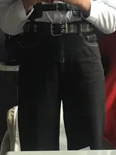 Vaqueros Mujer-Encuentro de estilo coreano limpiando pantalones Denim Vintage negro sólido alto cintura otoño Baggy Chic Ulzzang calle Casual