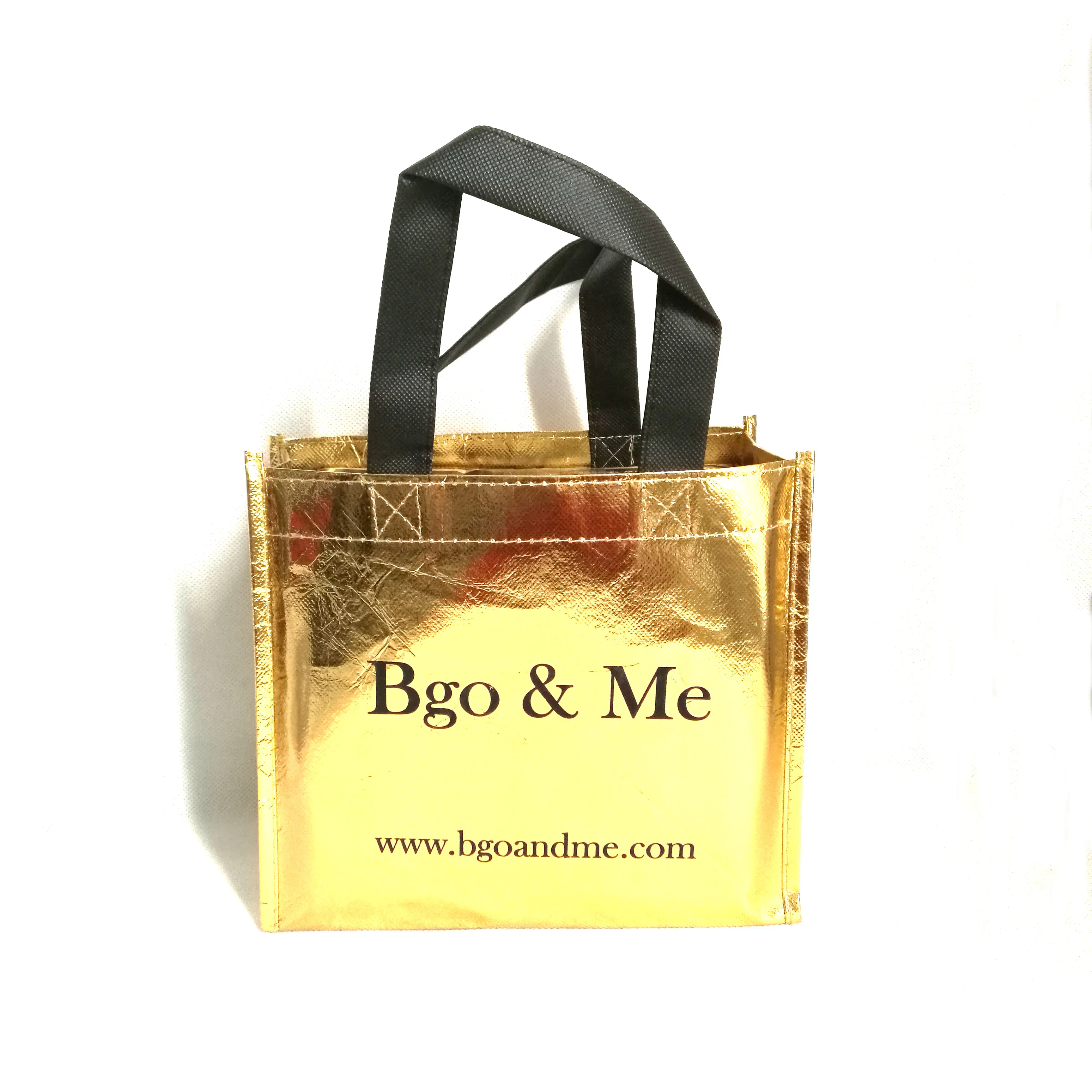 500 шт./лот, Высококачественная золотая металлическая Нетканая сумка для покупок с толстыми ручками для ювелирного магазина одежды