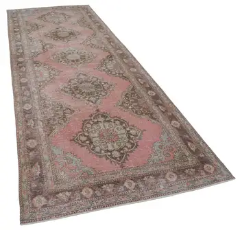 

144x390 Cm Beige Handmade English Vintage Runner Rug-5x13 Ft