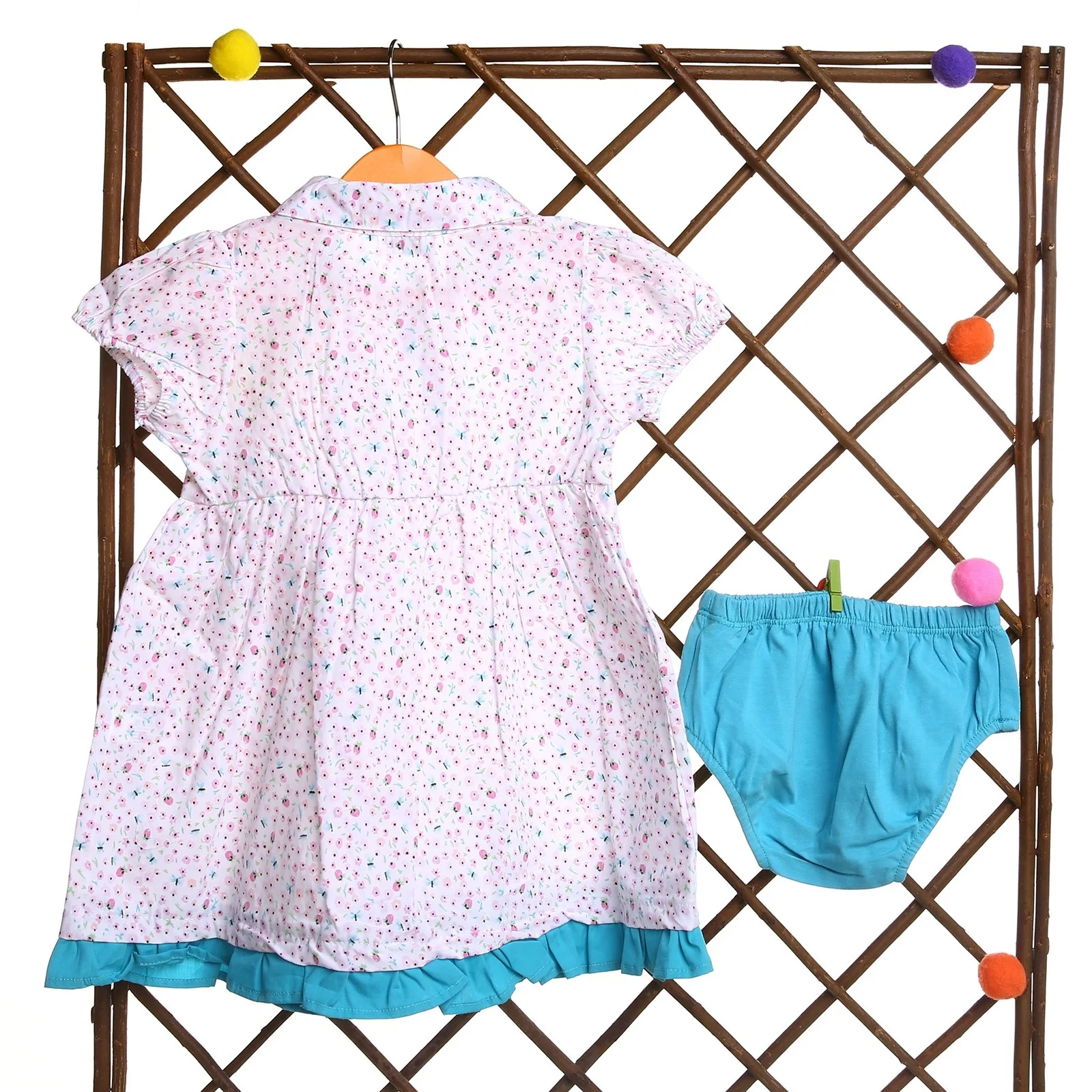 Ebebek HelloBaby/платье с короткими рукавами и воротником в цветочек для маленьких девочек