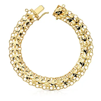 

Bracelet 18k gold princess 19cm. Openwork width 10mm. Closure tab