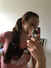 MANWEI-extensiones de cabello sintético para mujer, Clip largo y recto de una pieza, 5 Clips, pelo rubio falso, marrón y negro