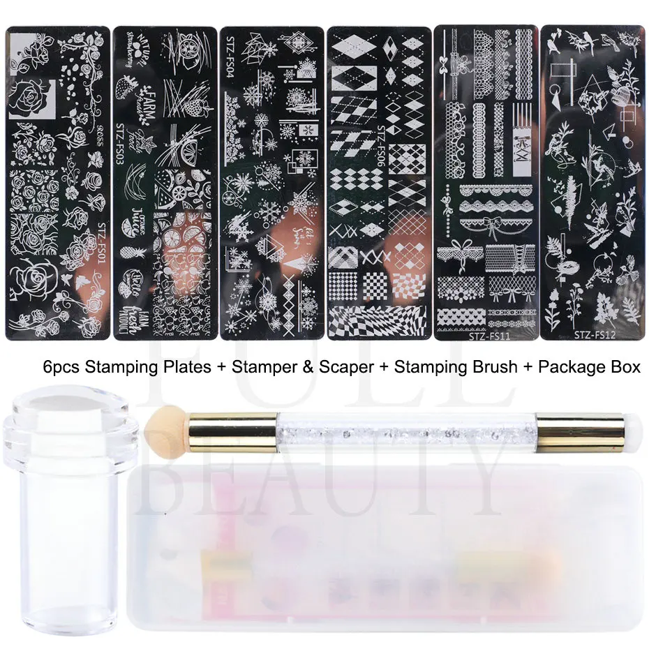 9pcs/Set Nail Art Stamping Kit for DIY Manicures