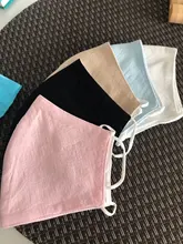 Mascarilla de lino y algodón lavable y reutilizable Unisex, máscara protectora negra, 5 unidades