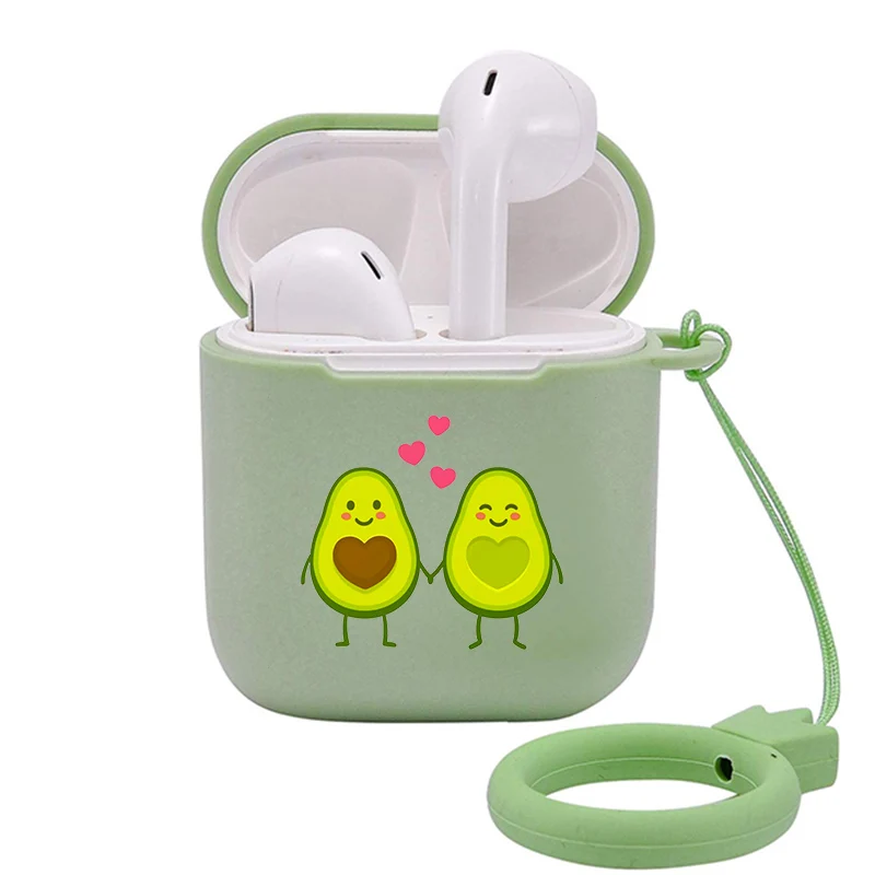 201290 Милый чехол для Apple airpods чехол мультфильм авокадо Bluetooth наушники чехол для Airpods 1 2 сумки для зарядки наушники мягкий чехол крючки - Цвет: 201290
