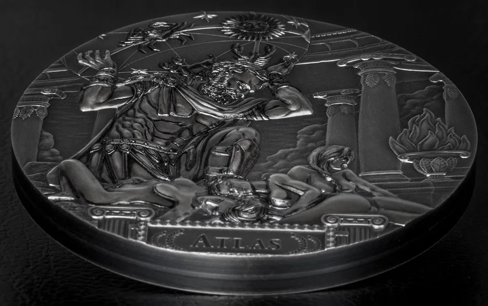 ATLAS Titans 3 Oz Серебряная монета 20$ Острова Кука