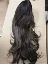 Pequeña LANA sintético Ombre negro marrón de oro con pelucas con reflejos largo ondulado resistente al calor de la parte media Cosplay pelucas para mujeres