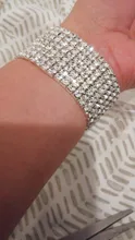 Pulsera elástica con diamantes de imitación de cristal para mujer, brazalete de oro ostentoso, joyería nupcial para boda, 4/5/8 filas