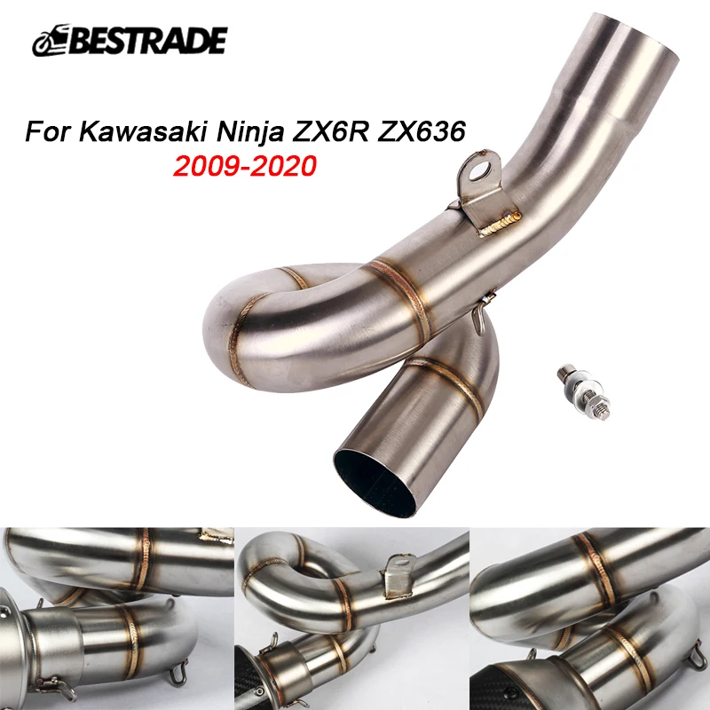 

For Kawasaki Ninja ZX6R ZX636 2009-2020 Exhaust Connect Pipe Motorcycle Exhaust Mid Link Pipe Slip On 51mm Muffler Moto Modified