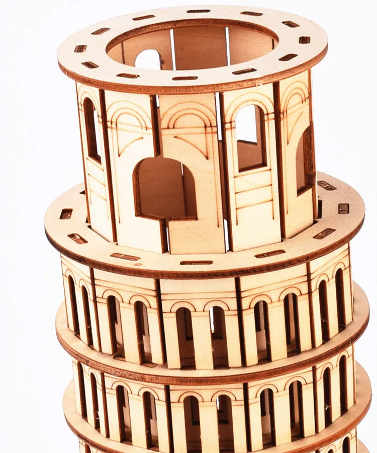 Пизанская башня-цветная коробка 3D модель DIY трехмерная головоломка лазерная обработка
