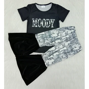 

Wholesale Baby Girls Children Letter Print T-shirt Top Big Bell Bottom Pants Kids Clothing Girls' Clothing Sets Outfit
