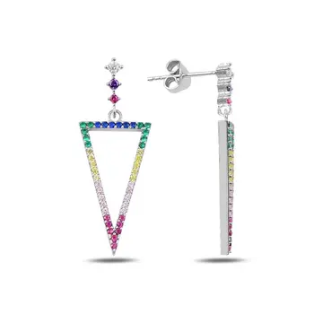 

Angemiel 925 Sterling Silver Mixed Color Zircon Stone Earring-Rhodium Plated