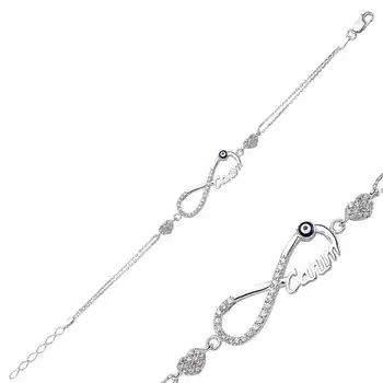 

Merve Silver Infinity Dearie Womens Bracelet
