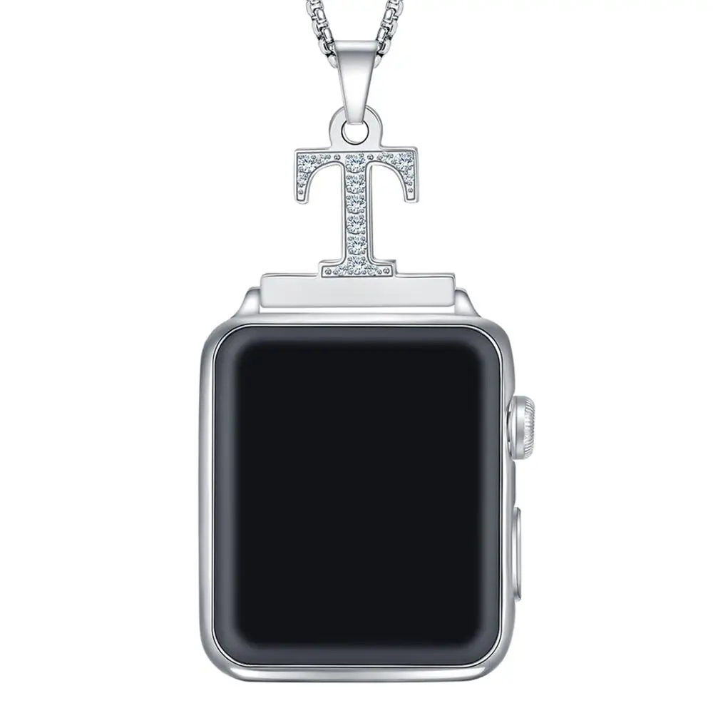 

Zircon Alphabet Letter A-Z Necklace Pendant Watch Connector Replacement Chain With Diamond Compatible for Watch Series 5/4/3/2/1