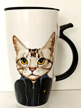 

Professor Cat Porcelain Tumbler Mug With Lid, My Cat Cute Souvenirs