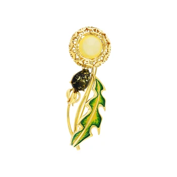 

Silver brooch with amber sunlight