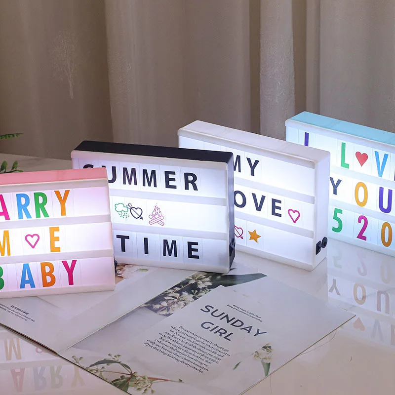 

Creative LED Letter Photography DIY Hot A4 Display Stand Color Changing Light Box Birthday Decorative Poster Cinema Light Box