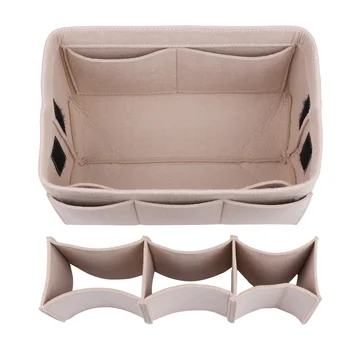 

Beige Felt Cube Multi-function Storage Detachable Travel Cosmetic Bag -1